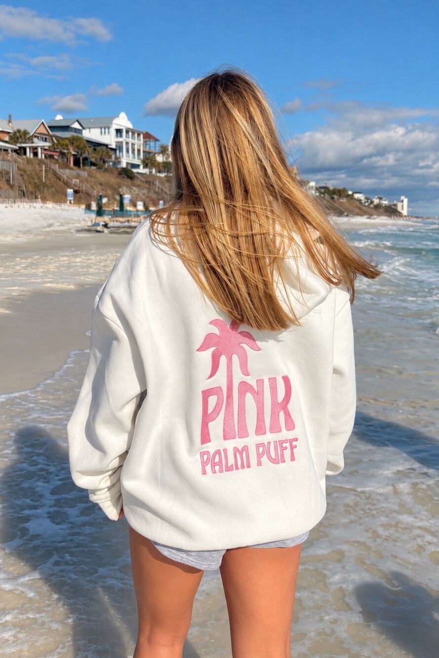 Pink Palm Puff Women’s Classic Puff Hoodie Pink Opal Small Embroidered Small